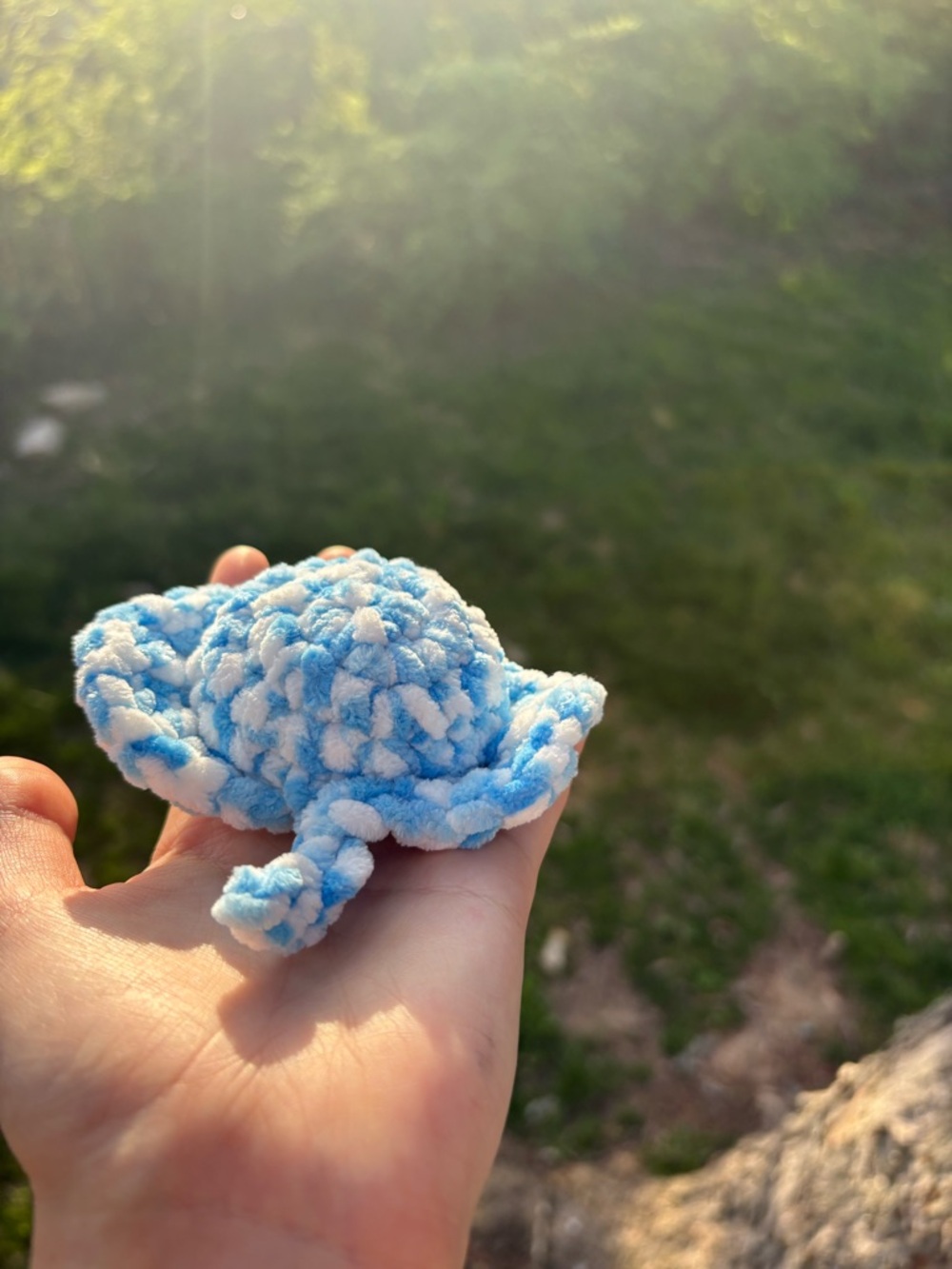 Blue Raspberry Stingray Plush – Handmade Crochet Ocean Animal - Picture 6 of 9